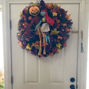 Nightmare before Christmas pumpkin king wreath with sally.